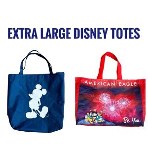 ✅ 5 for $25 - Two Extra Large Disney Shopping Totes, Approx 19 Inches Each